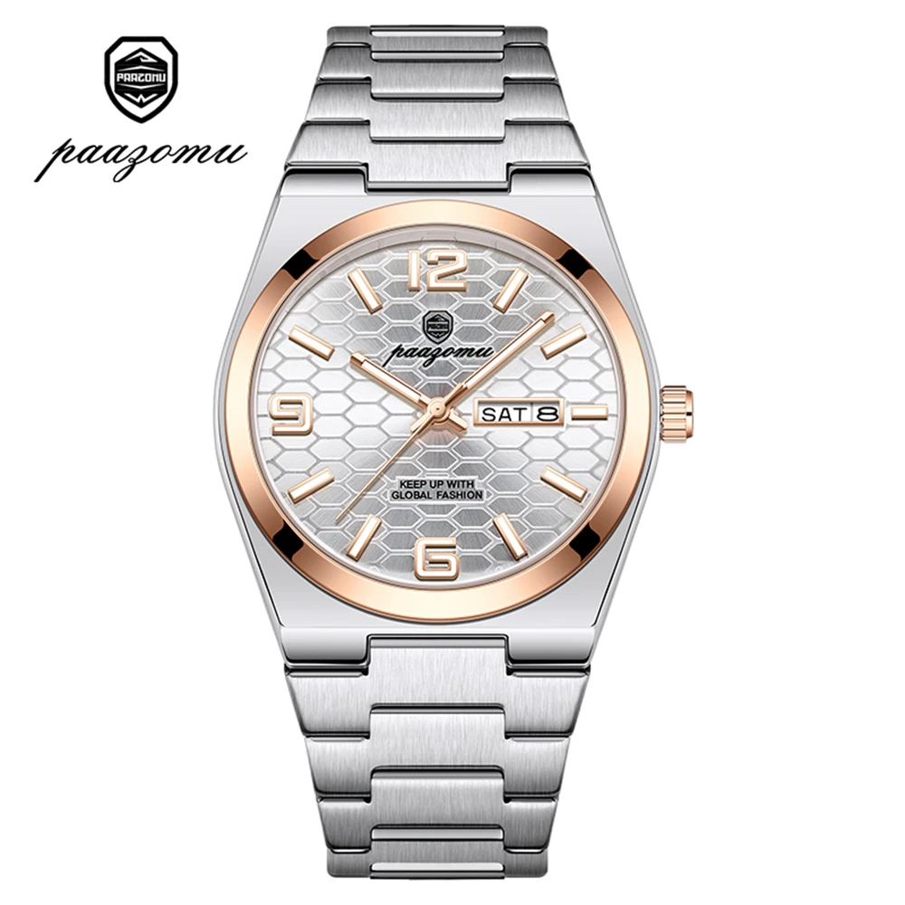 Relógio Feminino Quadrado (dourado E Branco), Resistente À Água, Com Indicação De Data E Dia Da Semana.