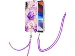 Correia Mármore para Motorola Moto E7 Power HONGWE. Anti-Choque Roxo