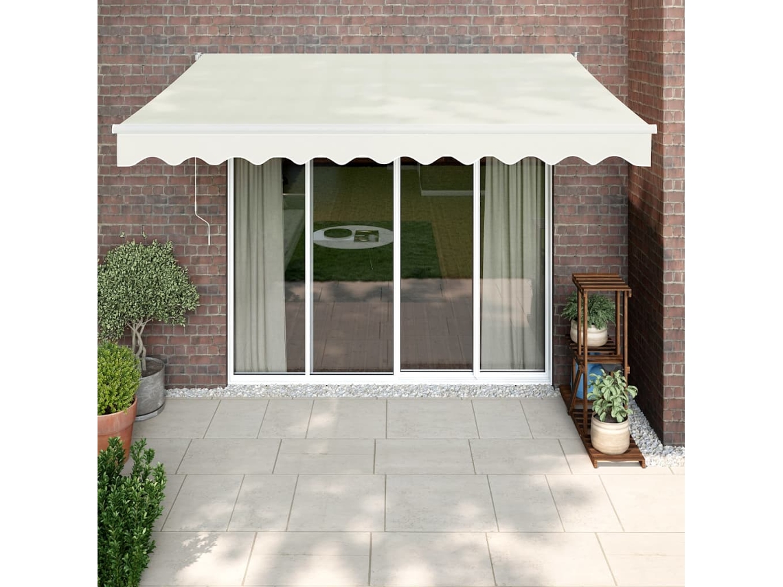 Vidaxl Toldo Retrátil 3,5x2,5 M Tecido E Alumínio Cor Creme