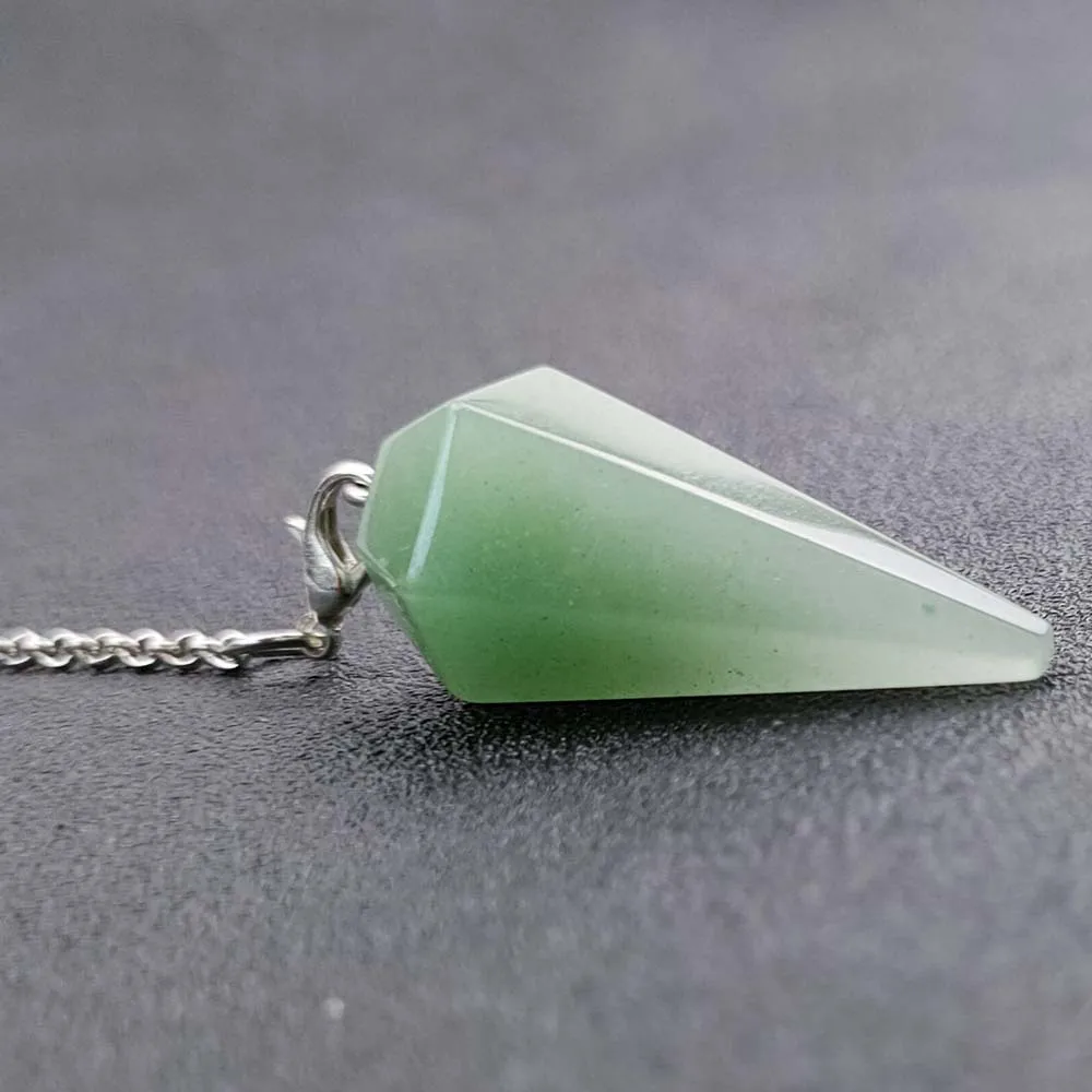 Pingente Hexagonal De Cristal Natural (aventurina Verde)