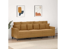 Vidaxl Sofá De 3 Lugares 180 Cm Veludo Castanho