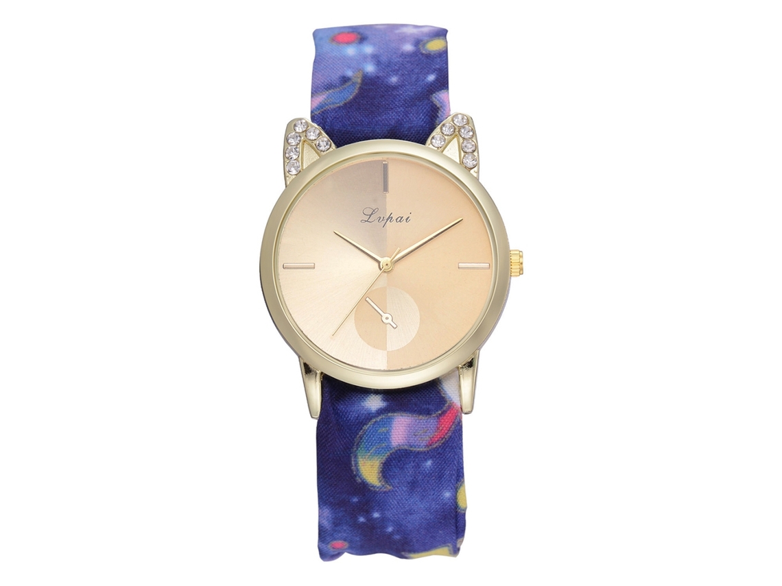 Relógio de Pulso Feminino Lvpai Quartzo com Pulseiro de Tecido Casual Azul