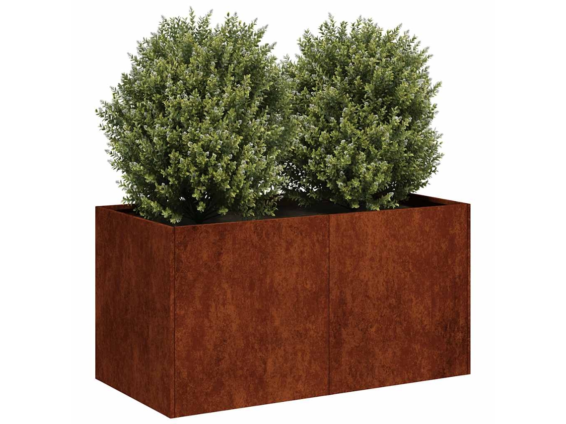 Floreira Vaso de Jardim HARLANV1 Enferrujada 80x40x40cm Aço Resistente