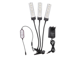 Lâmpada de Crescimento Led com Timer 3 Cabeças Espectro Completo Gooseneck Clip 100 240v Plug Eu | S/MARCA