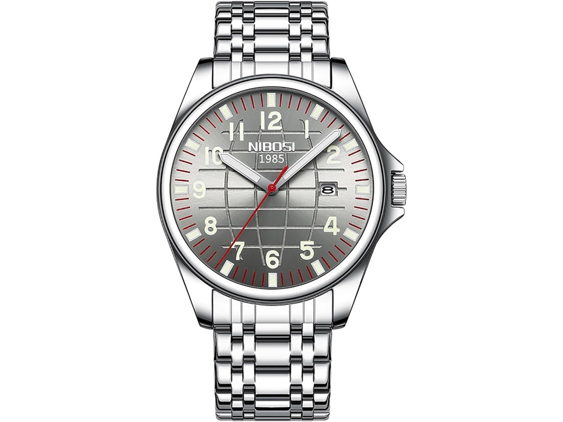 Lurelia Relógio Masculino, Data/calendário, Luminoso, 41 Mm, 230 Mm, Aço Inoxidável, Abs, Prata