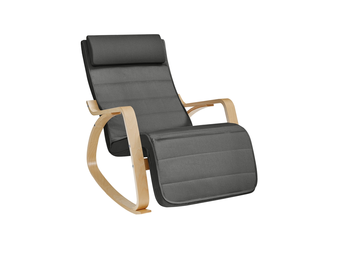 Sillón Mecedora De Madera De Abedul Y Algodón Con Reposapiernas 91x80x55 Cm - Natural