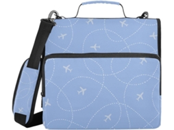 Pasta De 3 Argolas Azul Claro Com Estampado Avião Variação 5 –, 8cm 1, 5 Polegadas, Com Altura Do Ombro, Organizador