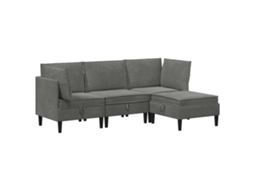 Conjunto 4 Conjunto De Sala De Estar Vidaxl Cinzento Escuro Veludo (210 X 70 X 82 Cm)