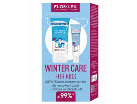 Kit de proteção de inverno para bebês e crianças pequenas, creme de proteção da pele (40 ml), protetor labial para clima frio (10 g) Floslek