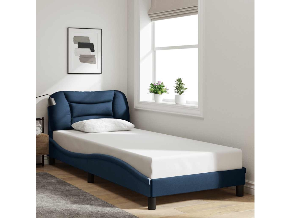 Vidaxl Estrutura De Cama Sem Colchão Hvar 90x190 Cm Tecido Azul