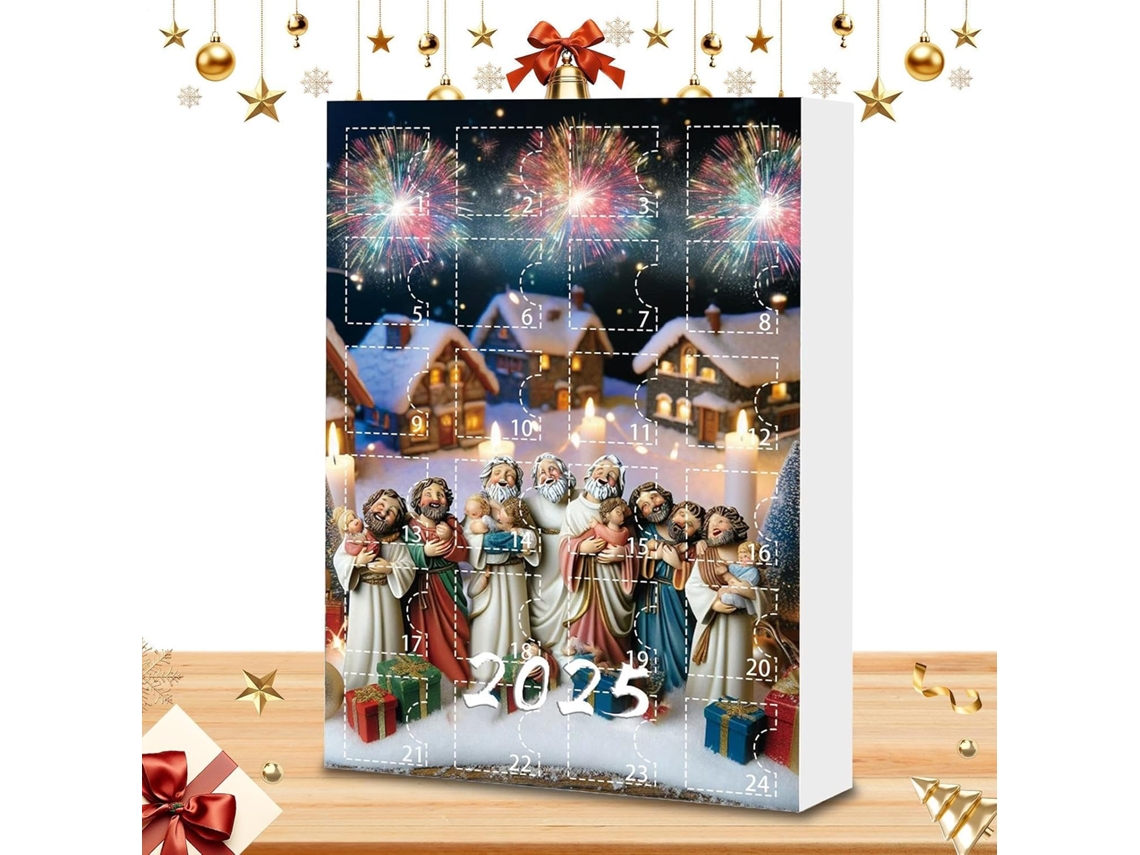 Calendário Do Advento 2025 Com Pingentes De Jesus Em Acrílico 2d |