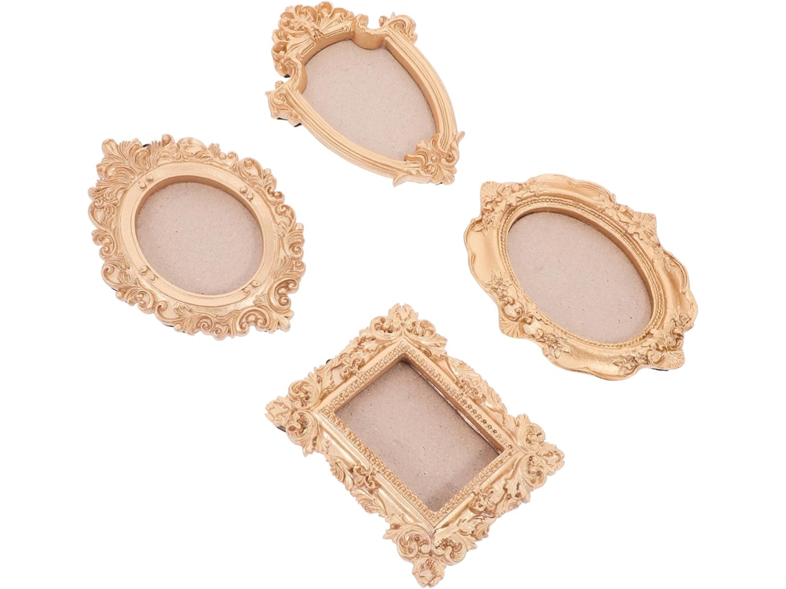 Conjunto 4 Molduras Retangulares Resina Fotos Manicure Ideais Exibir Joias Outros Objetos Parede GOKOCO