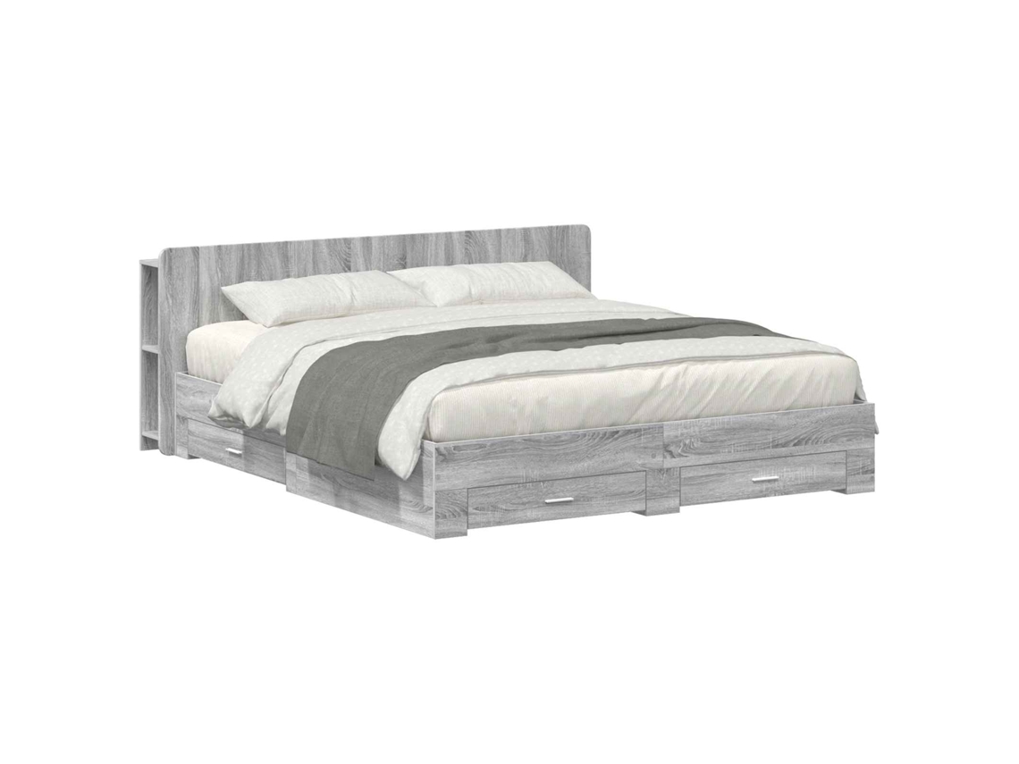 Vidaxl Estrutura de Cama com Armazenamento Sonoma Cinzento