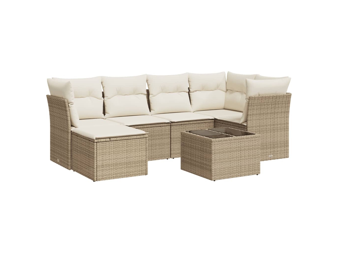 Maison Exclusive - 7 Pcs Conjunto De Sofás P/ Jardim Com Almofadões Vime Pe Bege