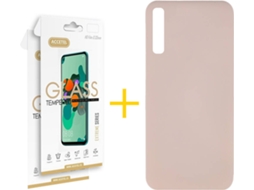 Kit Capa e 2 Películas Samsung Galaxy A50 ACCETEL Silicone Líquido (Rosa Claro)