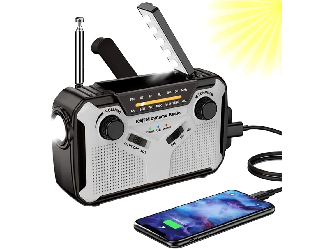 Rádio Solar Am/fm com Manivela e Bateria Recarregável AQUAFORGE