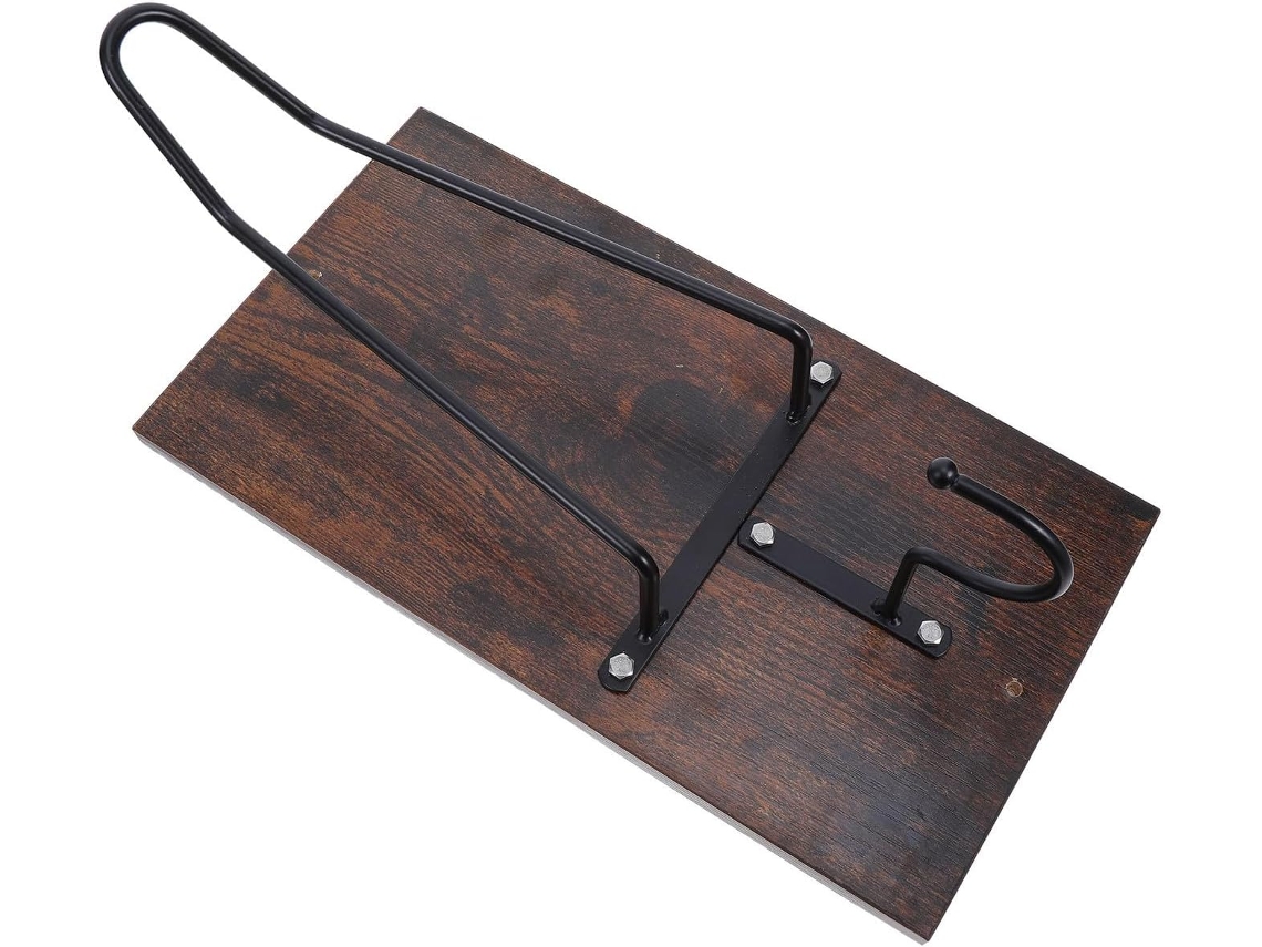 Happyyami Suporte Mural Couleur Aléatoire En Bois Et Métal Rangement Pratique À Vêtements Marron Et Design
