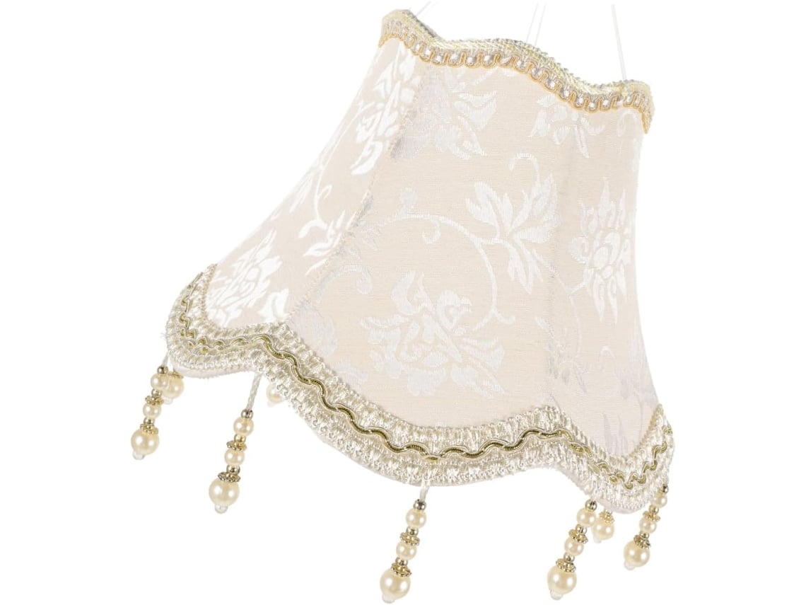 Borlas Decorativas em Tecido Jacquard Bege com Contas, 25 Cm de Diâmetro, para Abajur, Iluminação Suave. SFUSHOS