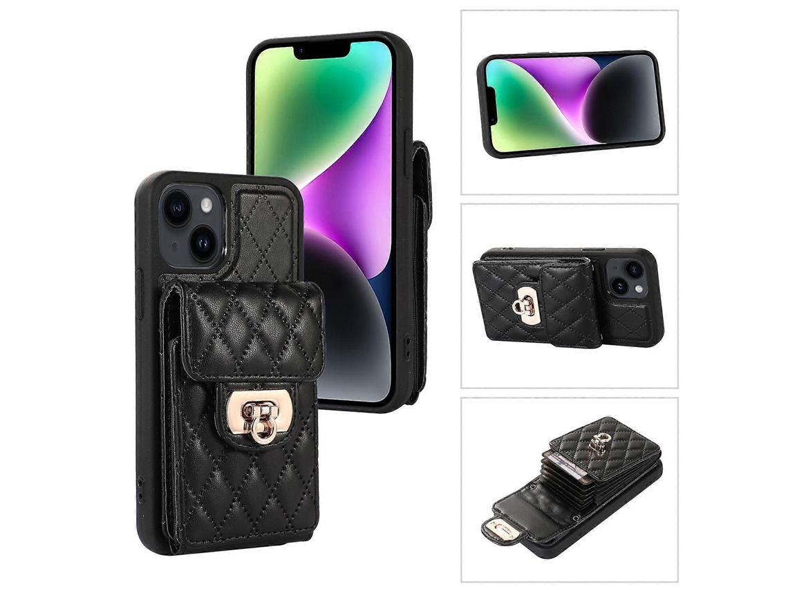 Capa De Couro Com Compartimento Para Cartão Para Iphone 14