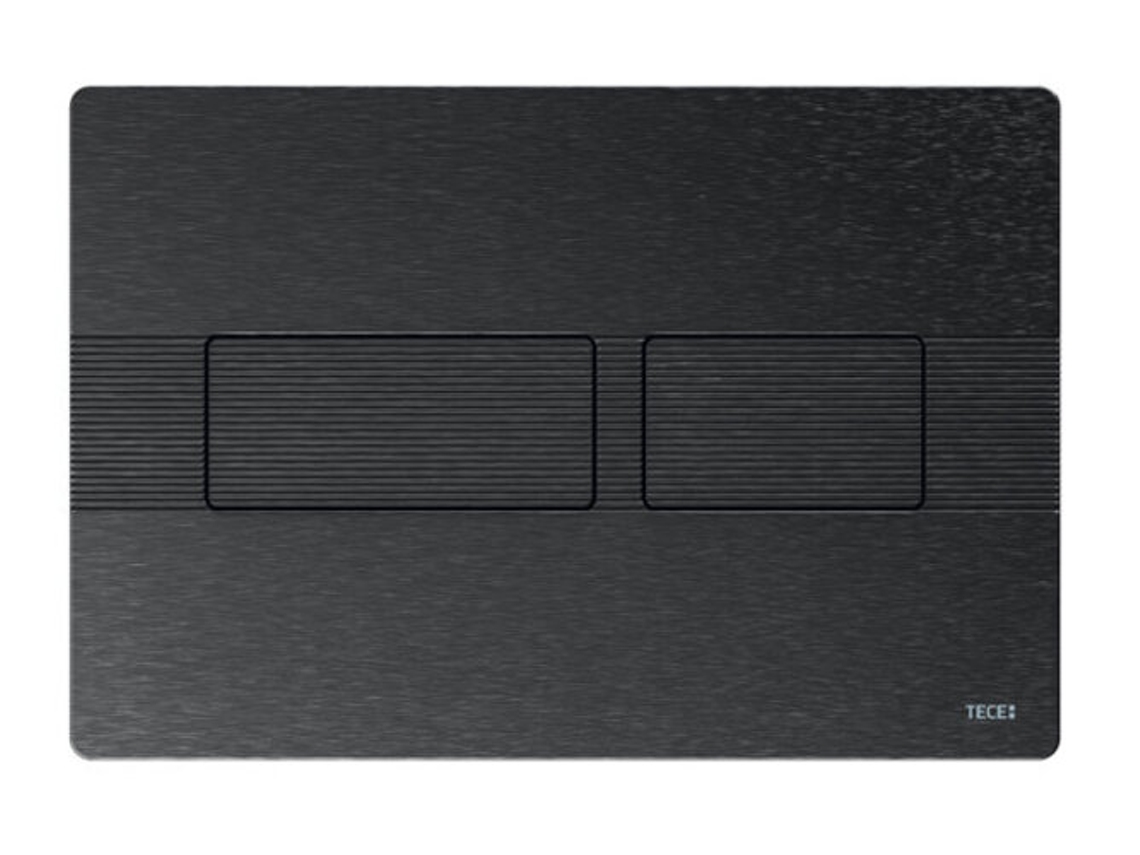 Placa de Descarga de Sanita TECE Tecesolid Aço Inoxidável para Tecnologia de Dupla Descarga Cor: Grafite Escovado com Estrutura Linear