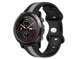 Bracelete de Smartwatch para Amazfit 3 22mm de silicone com fivela borboleta de duas cores (preto + cinza)