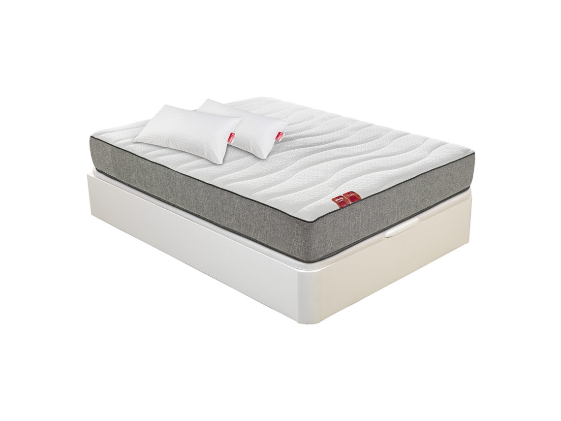 Pack PIKOLIN Sommier Branco + Colchão Espuma Ultra + Almofada Grátis (105 x 200 - 58 Cm de Altura)