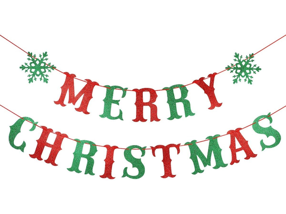 Enfeite de Natal ZMDECQNA Banner Brilhante Decorações Grinch Vermelho (18x15x1cm)