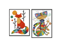Kit De Bordado De Raposa Colorida Slowmoose (raposa Gato Colorido, Dois Por Conjunto)