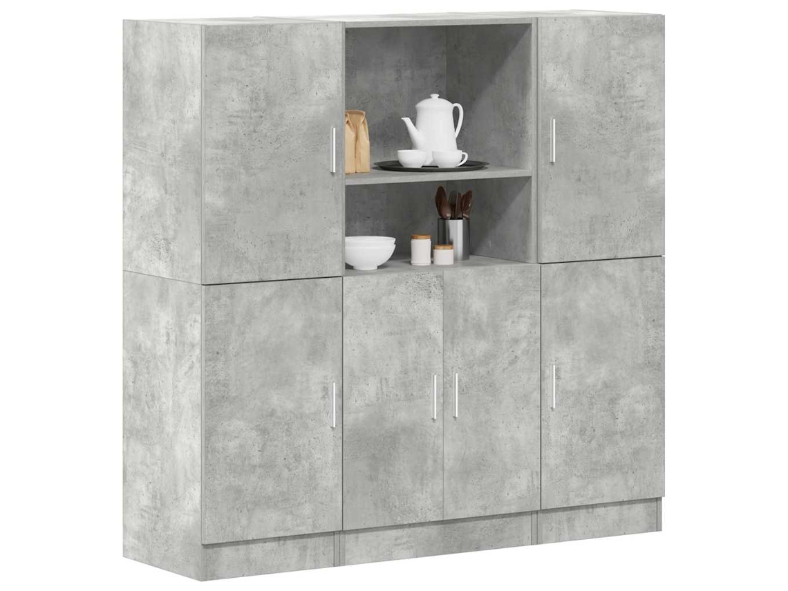Vidaxl 3 Pcs Armário De Cozinha Conjunto Deriv. Madeira Cinza Cimento