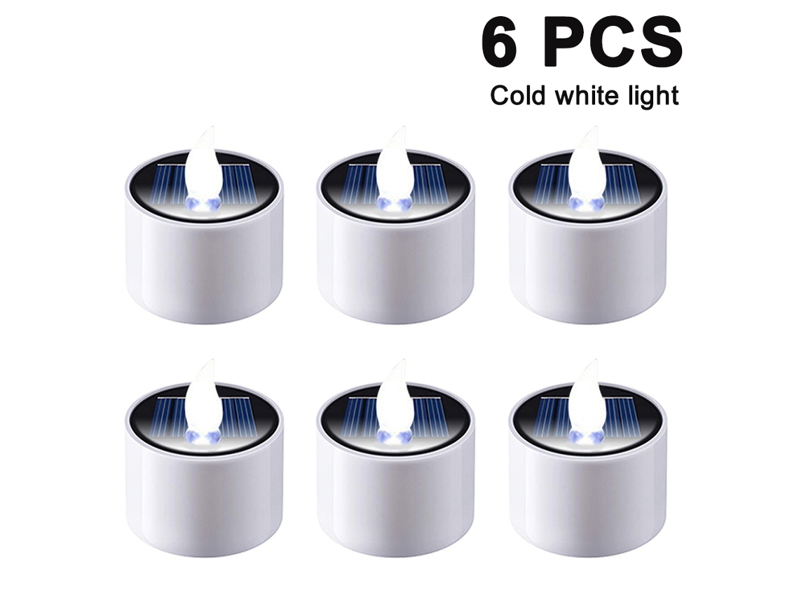 Peças Lanterna Solar Luzes de Chá Velas Lâmpada Led Solar Eletrônica Cintilante Recarregável Luz Noturna Vela de Energia Solar Sem Chama para Ext