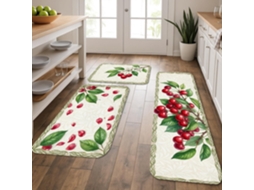 Tapetes de cozinha com estampa floral de cereja, clássicos, lisos, acolchoados e laváveis, ideais para pisos de cozinha.
