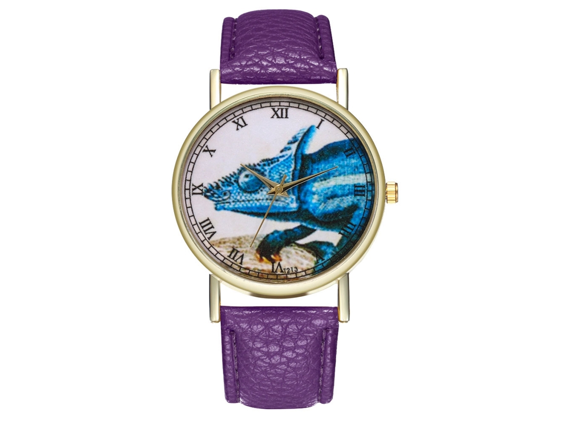 Relógio de Pulso Casal Analógico com Pulseira Pu Moda Estilo Moderno Roxo