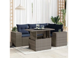 Vidaxl 5 Pcs Conjunto Sofás Jardim com Almofadões Pe Cinzento