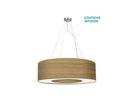 Candeeiro Suspenso Grande Haiti Cromo/madeira Clara 4xe27 Fabrilamp (40<120xø80x80cm)