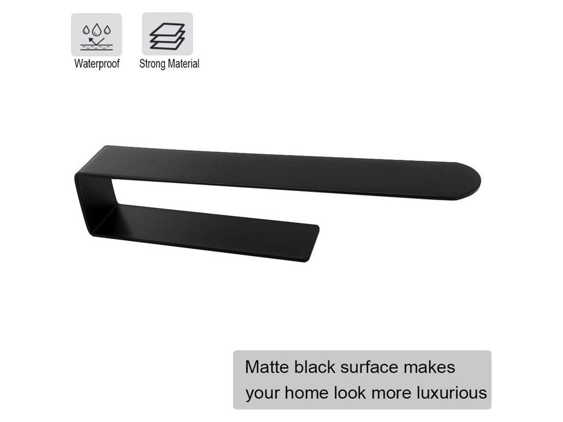 Portarrollo De Toalla De Mano Autoadhesivo Acero Inoxidable 304 Sin Taladrar Diseño Moderno Negro Mate