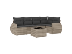 Conjunto de 6 Sofás Jardim com Almofadões Vime Pe Cinzento Claro MAISON EXCLUSIVE (80x200 cm)