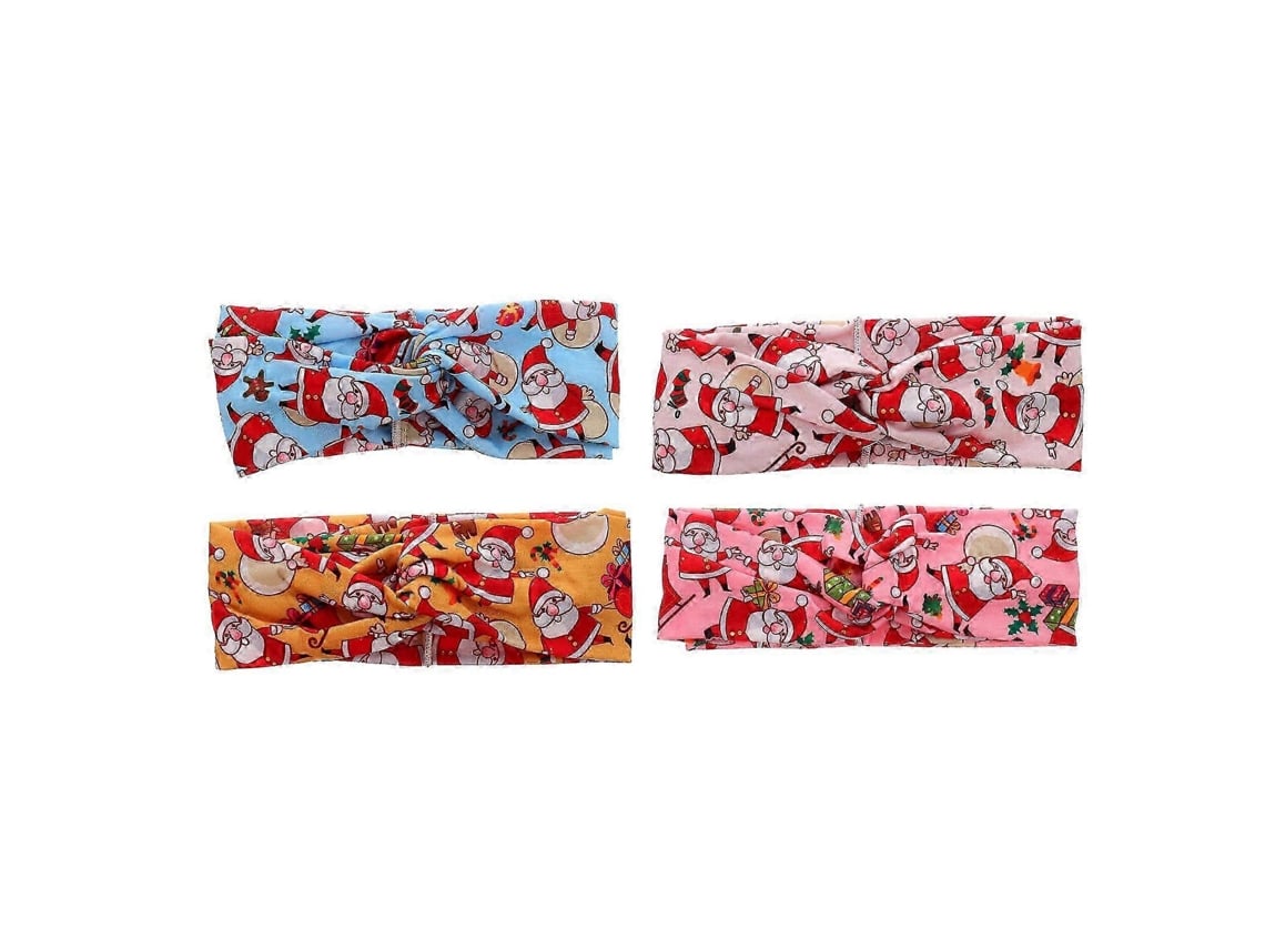 Conjunto 4 Faixas De Cabelo Nó Natal Elásticas, Para Decoração