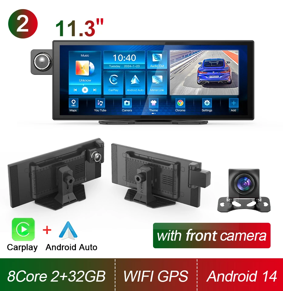 (dvr-32g-ahd) Câmera Veicular Android De 14 Bits, Multimídia Com Navegação Carplay De 11,3 Polegadas.