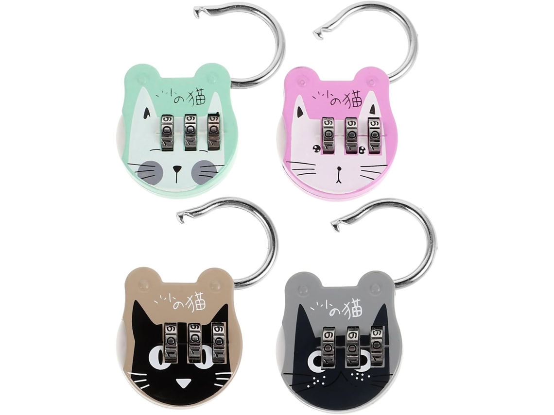 Conjunto De 4 Mini Cadeados Digitais Com Combinação E Senha