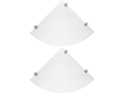 Ibasenice Conjunto De 2-prateleiras Canto Para Banheiro Prateleiras Flutuantes Triangulares 25x25 Cm Montagem Na Parede