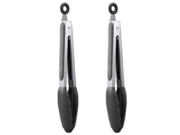 Pinça De Cozinha Premium Em Aço Inoxidável Com Clipe Silicone Preto Klb