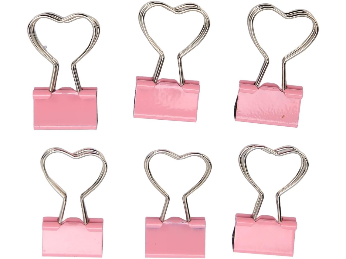 Clipes de papel Tnfeeon em formato de coração, rosa, 60 unidades, alta resistência para fixar documentos, Ingressos E