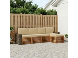 Vidaxl Conjunto De Sofás Para Exterior 5 Unid. Natural E Bege