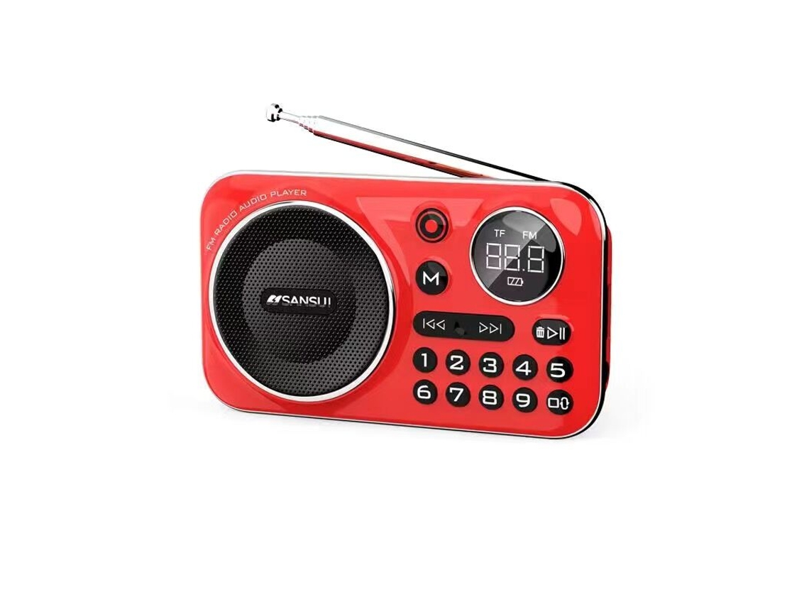 Rádio Fm Bluetooth 5.0 Alto falante Mini Rádio Portátil MDUG (vermelho)