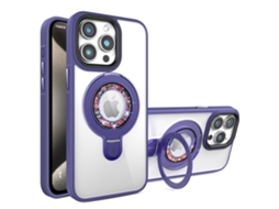 Suporte Casa Para Iphone 14 Pro Pele Sintética Magnética Roxo