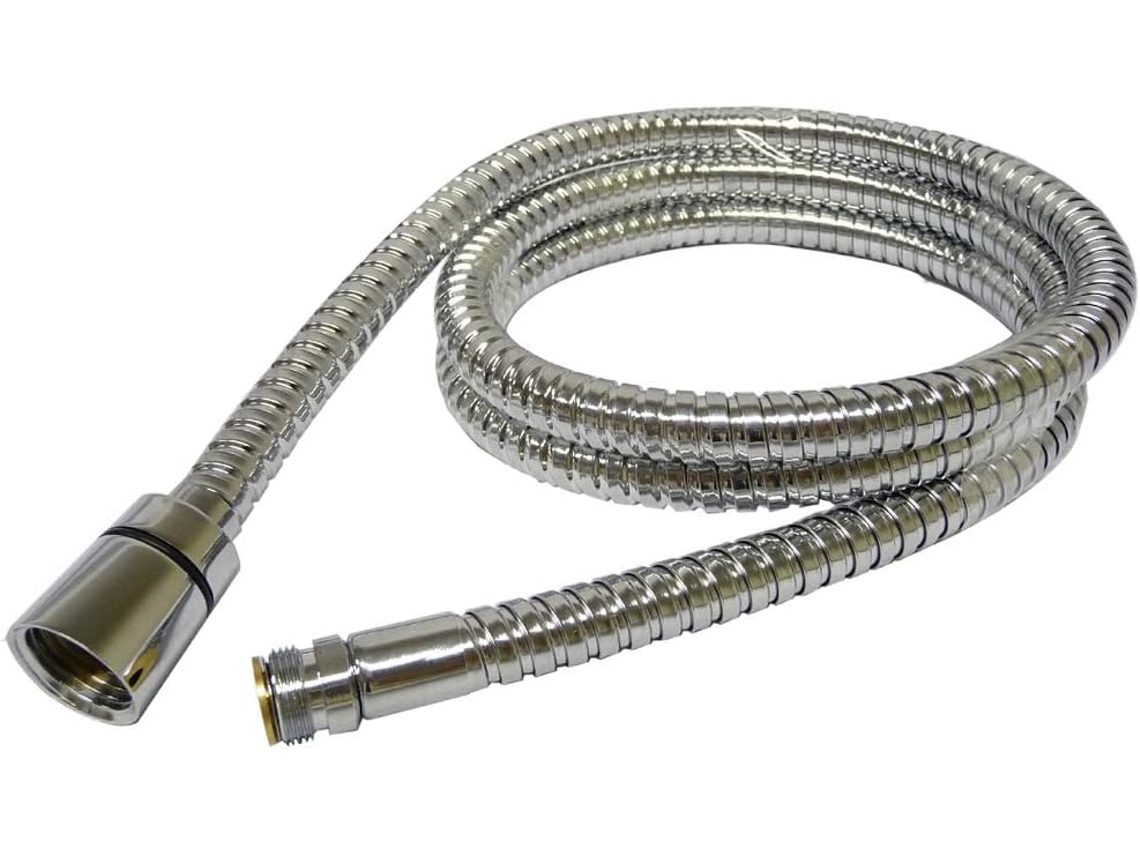 Mangueira de Chuveiro de Aço Inoxidável 200 Cm para Banheira, Conexão Macho de Rosca Fina para Chuveiro Padrão BRILVIBERA
