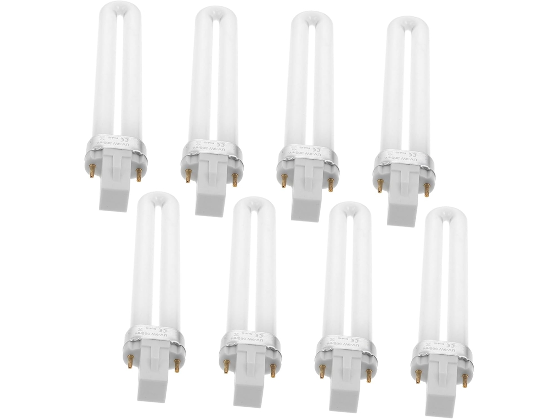 Lâmpada UV de 9W para unhas em vidro branco, pacote com 8 unidades para secadores de gel.