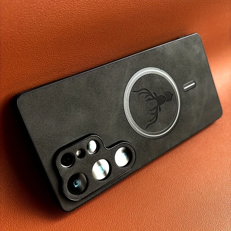 (galaxy S24 Preto) Compatível Com Capa Protetora De Couro Sintético Da Samsung, Suporta Carregamento Sem Fio Magnético Magsafe.