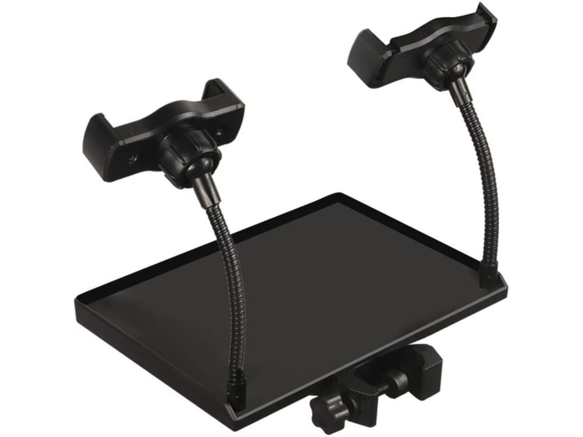 Prato para suporte de microfone com porta celular e clip resistente para estandes de música | S/MARCA