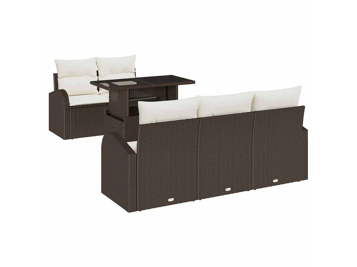Maison Exclusive - Conjunto De Sofá De Jardim Com Almofada Manual 6 Pcs Castanho